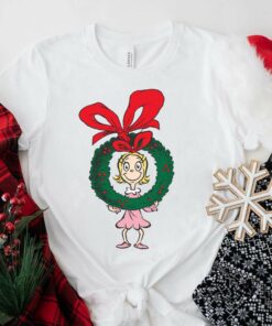 Cindy Lou Who Wreath Christmas T-Shirt Dr Seuss
