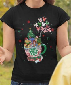 Coffee Tea Cup Mickey Balloon Christmas T-shirt Winnie The Pooh