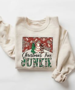Colorful Christmas Tree Junkie Sweatshirt Sweatshirt Trendy Unique Xmas Gift
