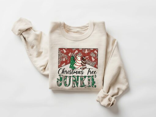 Colorful Christmas Tree Junkie Sweatshirt Sweatshirt Trendy Unique Xmas Gift