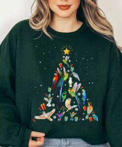 Colorful Hummingbird Christmas Tree Sweatshirt Lovely Unique Xmas Gift