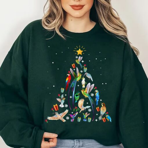 Colorful Hummingbird Christmas Tree Sweatshirt Lovely Unique Xmas Gift