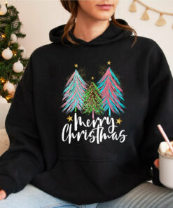 Colorful Merry Christmas Pine Tree Sweatshirt Lovely Unique Xmas Gift