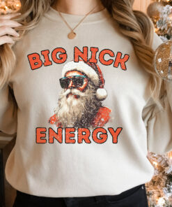 Cool Black Glass Men Funny Santa Nick Energy Christmas Sweatshirt