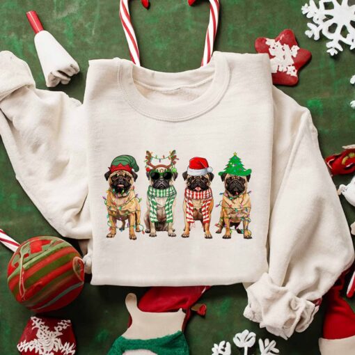 Cool Pug Dog Christmas Sweatshirt Lovely Unique Xmas Gift