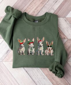Cool Rabbits Bunnies Christmas Lights Sweatshirt