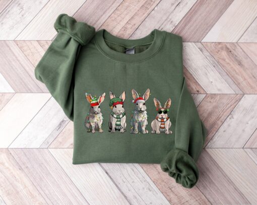 Cool Rabbits Bunnies Christmas Lights Sweatshirt