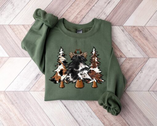 Country Cowhide Christmas Tree Sweatshirt Unique Xmas Gift