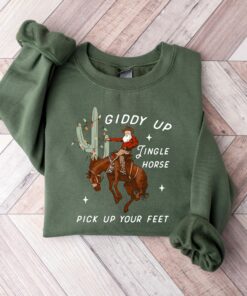 Cowboy Giddy Up Jingle Horse Pick Up Your Fee Christmas Sweatshirt