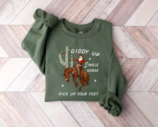 Cowboy Giddy Up Jingle Horse Pick Up Your Fee Christmas Sweatshirt