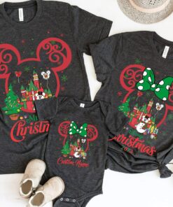 Custom Disney Castle Mickey Minnie Ears Merry Christmas Sweatshirt Cute Xmas Gift