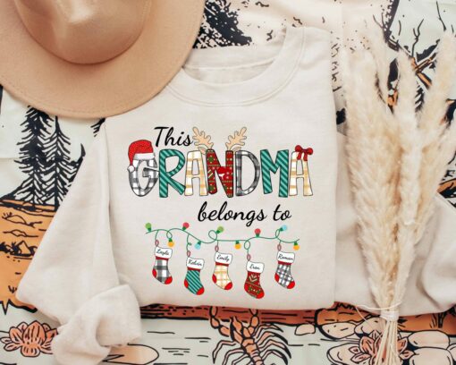 Custom Grandma Shirt With Grandkids Names Christmas Sweatshirt Lovely Unique Xmas Gift