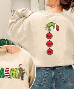 Custom Mama Grinchmas Christmas Kids Names Sweatshirt Lovely Unique Xmas Gift For Family
