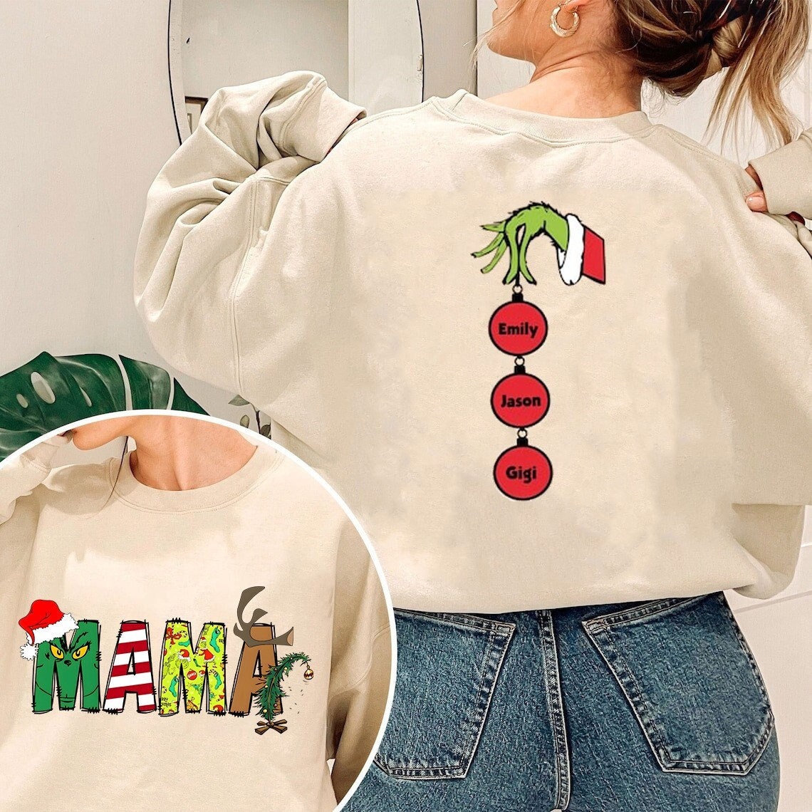 Custom Mama Grinchmas Christmas Kids Names Sweatshirt Lovely Unique Xmas Gift For Family Custom Mama Grinchmas Christmas Kids Names Sweatshirt Lovely Unique Xmas Gift For Family
