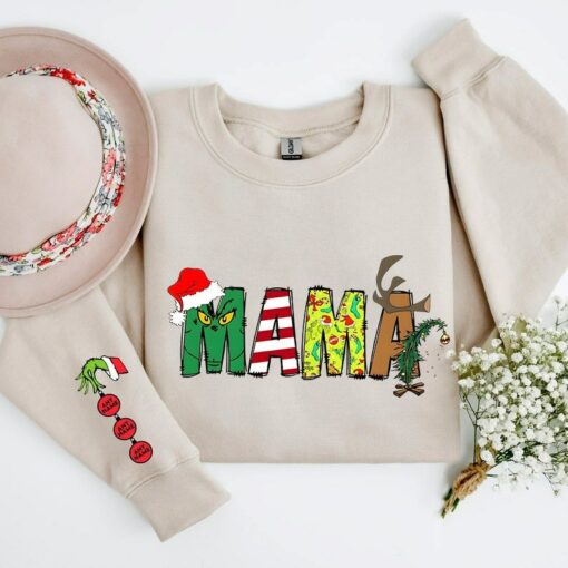 Custom Mama Grinchmas Christmas Sweatshirt Unique Xmas Gift For Mom