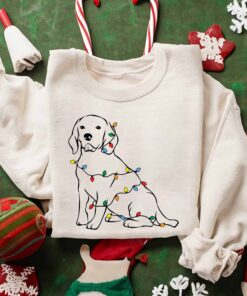 Cute Beagle With Christmas Lights Sweatshirt Lovely Unique Xmas Gift