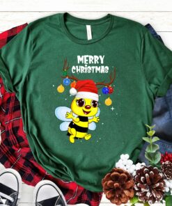 Cute Bee Merry Christmas Tree Sweatshirt Lovely Unique Xmas Gift