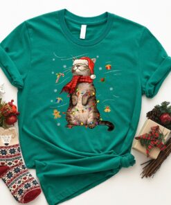 Cute Cat Meowy Santa Hat Christmas Sweatshirt