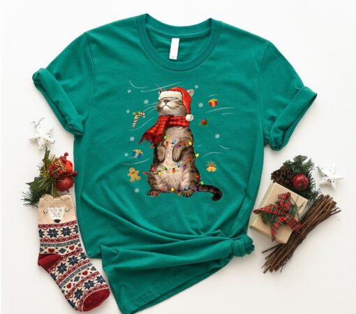 Cute Cat Meowy Santa Hat Christmas Sweatshirt