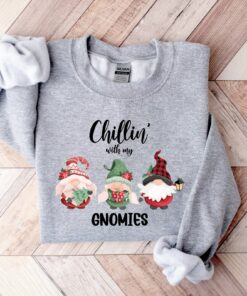 Cute Chillin With My Gnomies Funny Christmas Sweatshirt