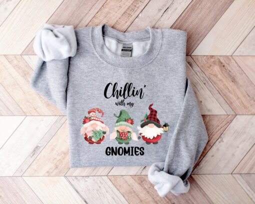 Cute Chillin With My Gnomies Funny Christmas Sweatshirt