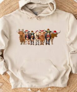 Cute Christmas Cow Sweatshirt Cozy Trendy Unique Xmas Gift