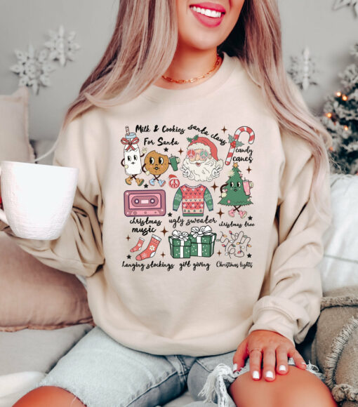 Cute Christmas Doodles Sweatshirt Trendy Humor Unique Xmas Gift