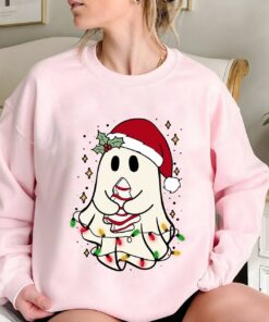 Cute Christmas Ghost Tree Cake Xmas Sweatshirts
