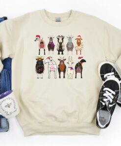 Cute Christmas Goat Sweatshirt Unique Xmas Gift For Farmer Holiday