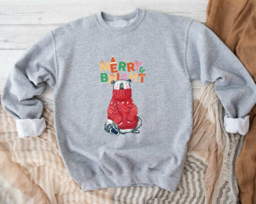 Cute Christmas Polar Bear Lights Sweatshirt Lovely Unique Xmas Gift