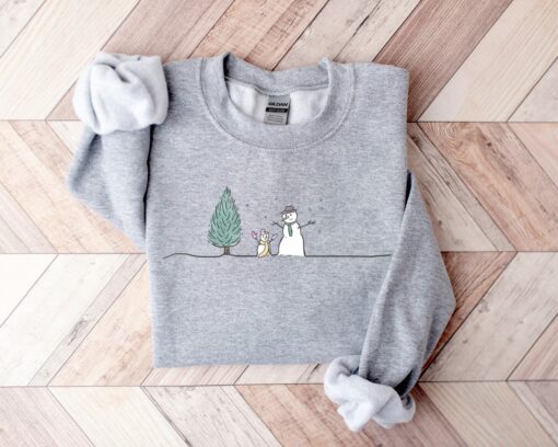 Cute Christmas Snowman Pink Glove Sweatshirt Unique Xmas Gift