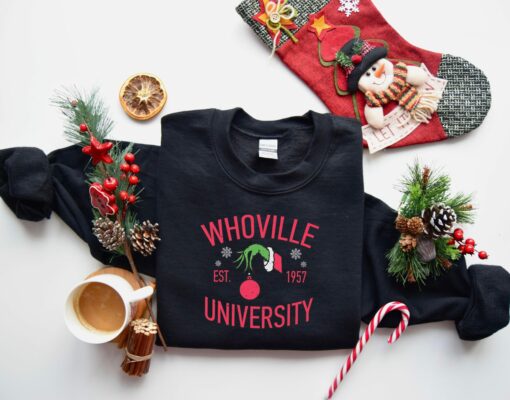 Cute Christmas Whoville University Red Snowflake Sweatshirt