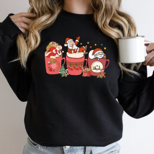 Cute Coffee And Christmas Santa Clause Sweatshirt