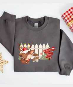 Cute Cottagecore Reindeer Mushrooms Christmas Sweatshirt Lovely Unique Xmas Gift