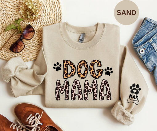 Cute Custom Leopard Print Dog Mama Sweatshirt Unique Xmas Gift