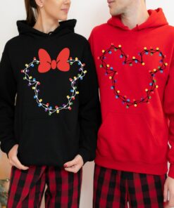 Cute Disneyland Mickey And Minnie Christmas Lights Sweatshirt