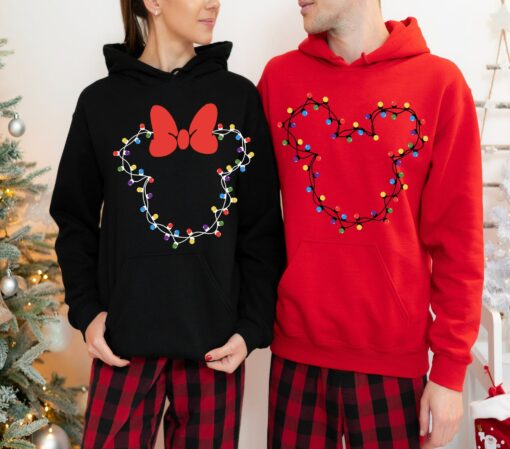 Cute Disneyland Mickey And Minnie Christmas Lights Sweatshirt