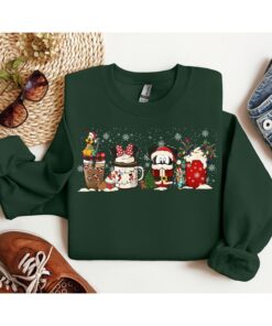 Cute Disneyworld Mickey Minnie Pluto Christmas Coffee Cute Sweatshirt Lovely Unique Xmas Gift