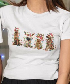 Cute Dog Costume Santa Reindeer Pug Golden Retriever Husky Christmas T-shirt