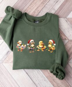 Cute Ducklings Wrapped In Christmas Lights Sweatshirt Lovely Unique Xmas Gift