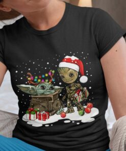 Cute Funny Groot Baby Yoda Christmas Shirt