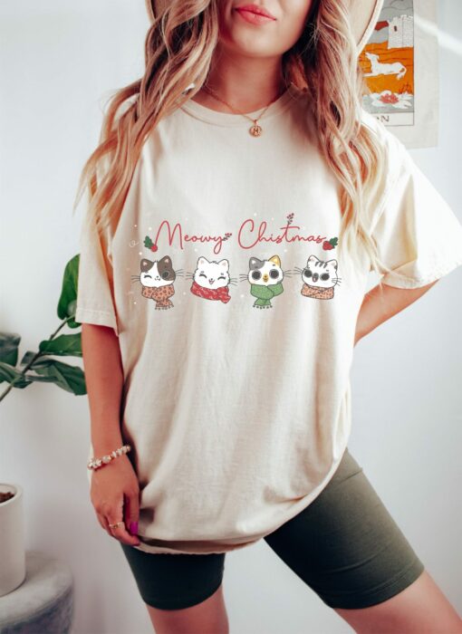 Cute Funny Meowy Cat Christmas Sweatshirt Cozy Unique Xmas Gift