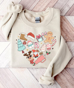 Cute Gingerbread Doodles Christmas Sweatshirt Lovely Unique Xmas Gift