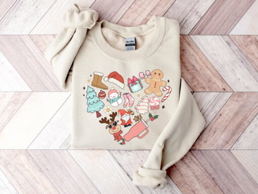 Cute Gingerbread Doodles Christmas Sweatshirt Lovely Unique Xmas Gift