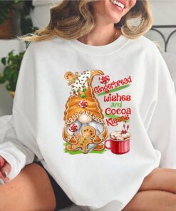 Cute Gingerbread Wishes And Cocoa Kisses Christmas Family Sweatshirt