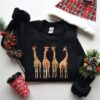 Cute Giraffes Christmas Bling Lights Sweatshirt Lovely Unique Xmas Gift