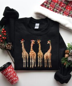 Cute Giraffes Christmas Bling Lights Sweatshirt Lovely Unique Xmas Gift