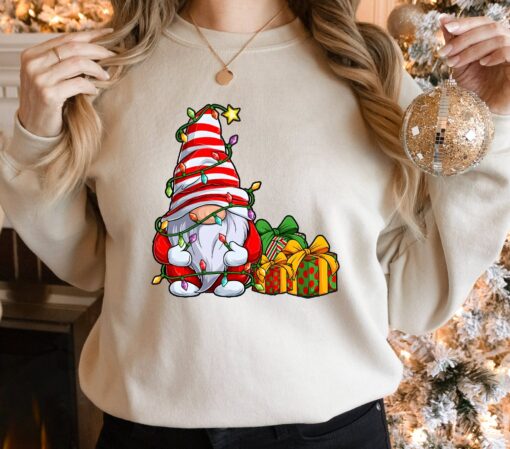 Cute Gnome Lights Christmas Funny Sweatshirt