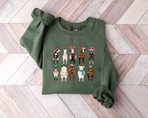 Cute Goat Christmas Barn Animals Christmas Sweatshirt Lovely Unique Xmas Gift