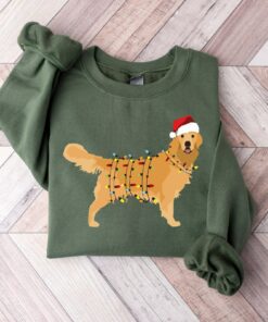Cute Golden Retriever Christmas Bling Light Sweatshirt